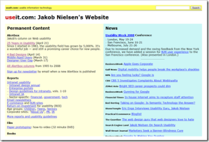 Website von Jacob Nielsen (2008)